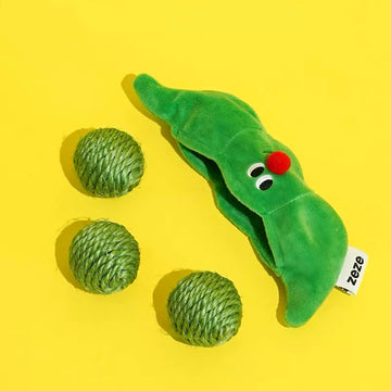 Durable Sisal Balls & Cute Pea Pod Plush